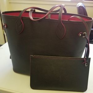 Louis Vuitton neverfull epi black/hot pink